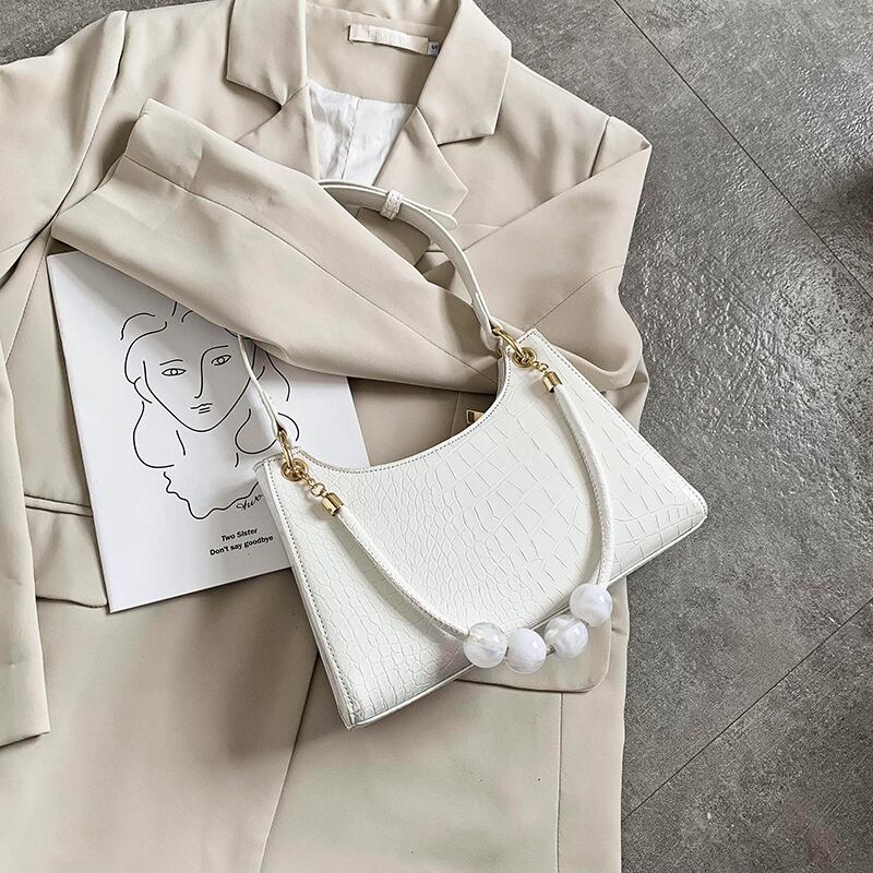 スモールバッグレディースバッグ2020人気の新しいネットレッドファッションパールショルダーバッグサマーエインワイルド脇の下袋潮 Tiancai_Wing_Bag0980167