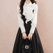 【2点セット】ロングカフラッフルブラウス+タックフレアジャンスカ ・78862