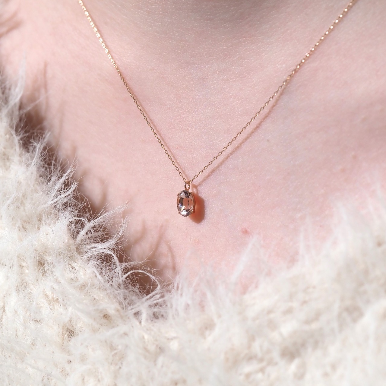 モルガナイト ネックレス 0.3ct k18 PG