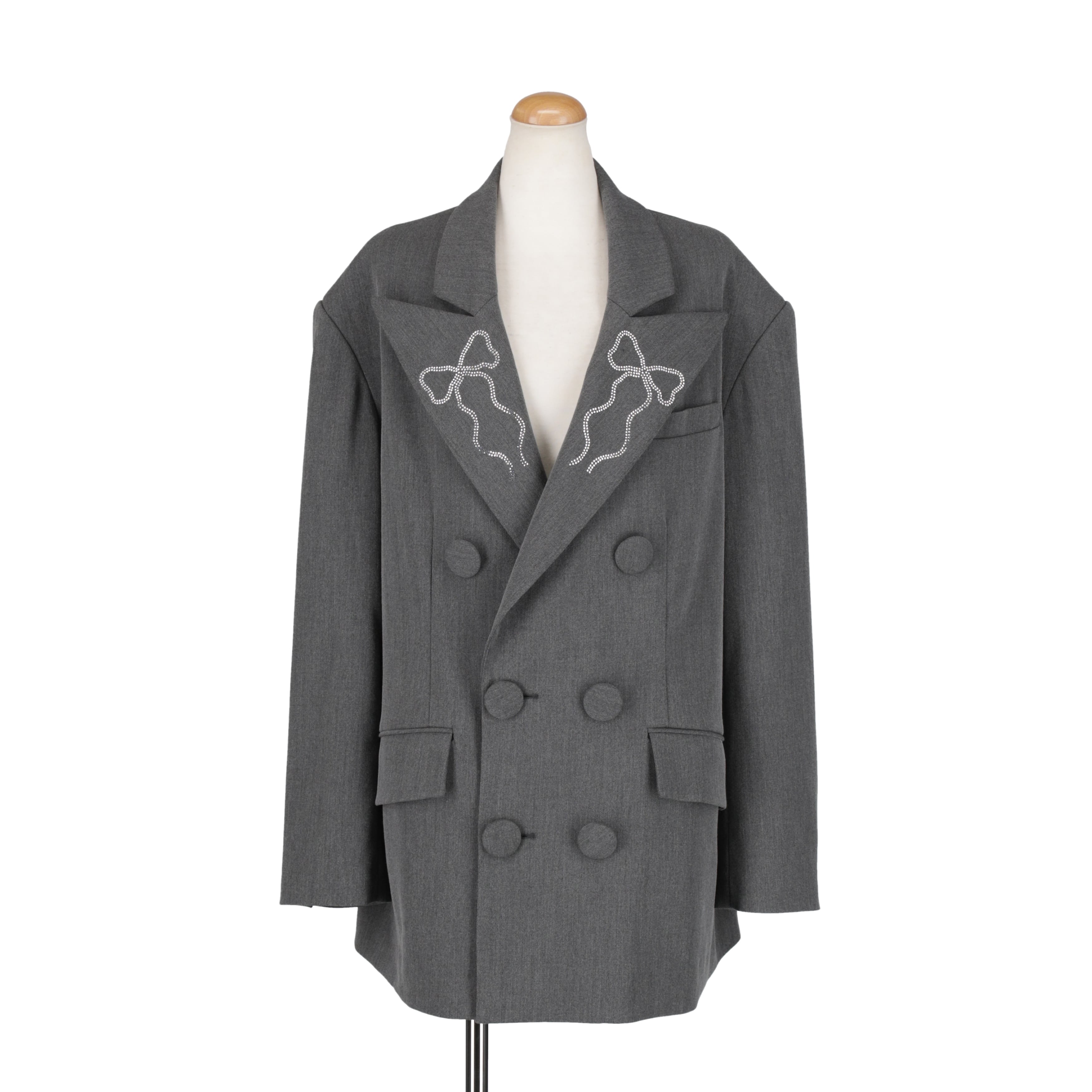 ピークドラペルリボンジャケット GRAY