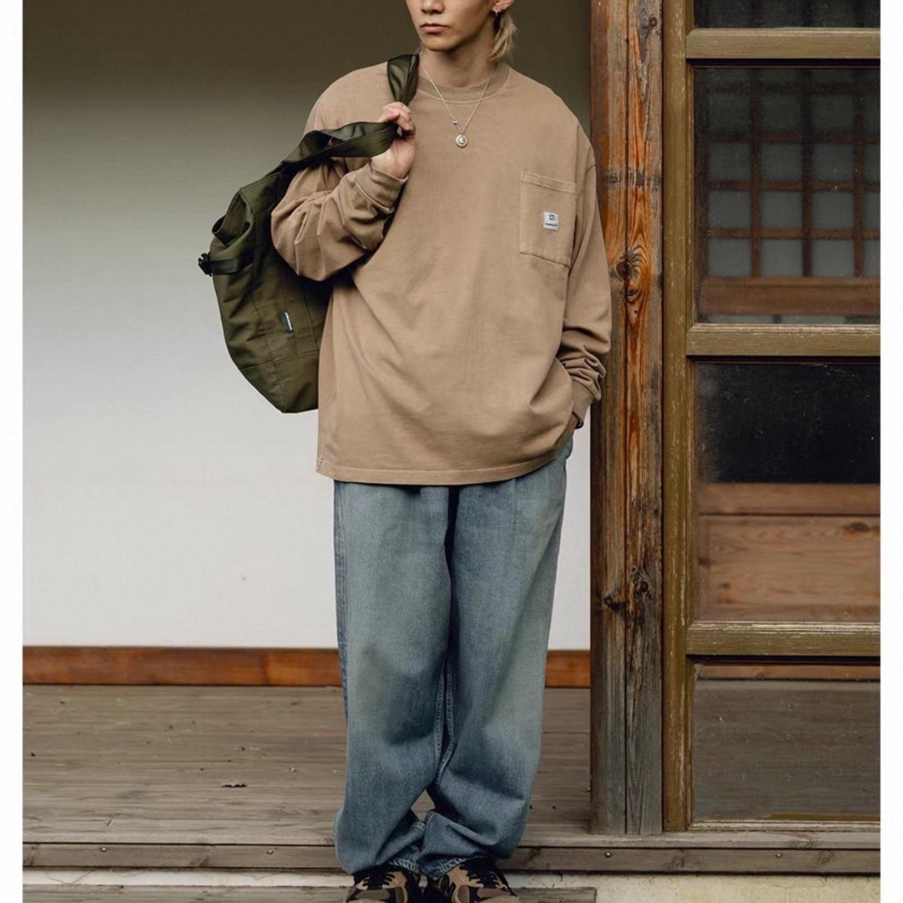 Oversized pocket long sleeve tee 1072 - 6