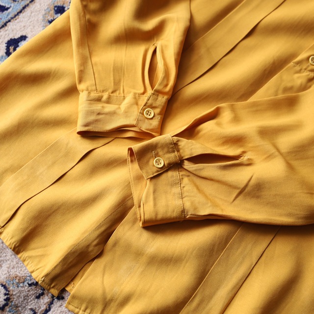 mustard yellow fly front embroidery shirt