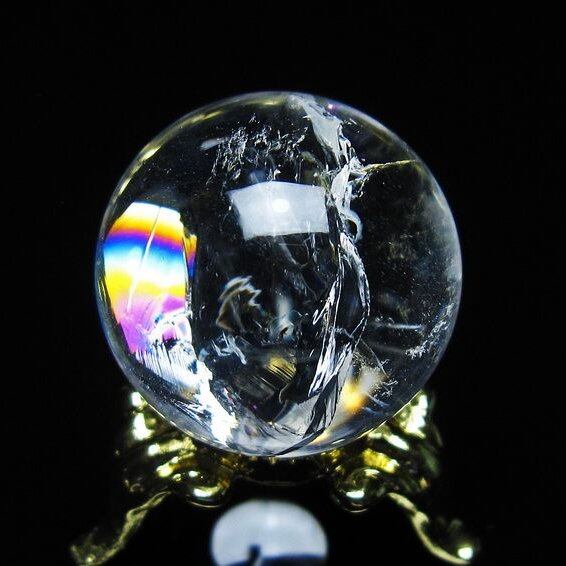 アイリスクォーツ 水晶 丸玉 虹入り 25mm スフィア 置物 水晶玉 一点物 141-7032