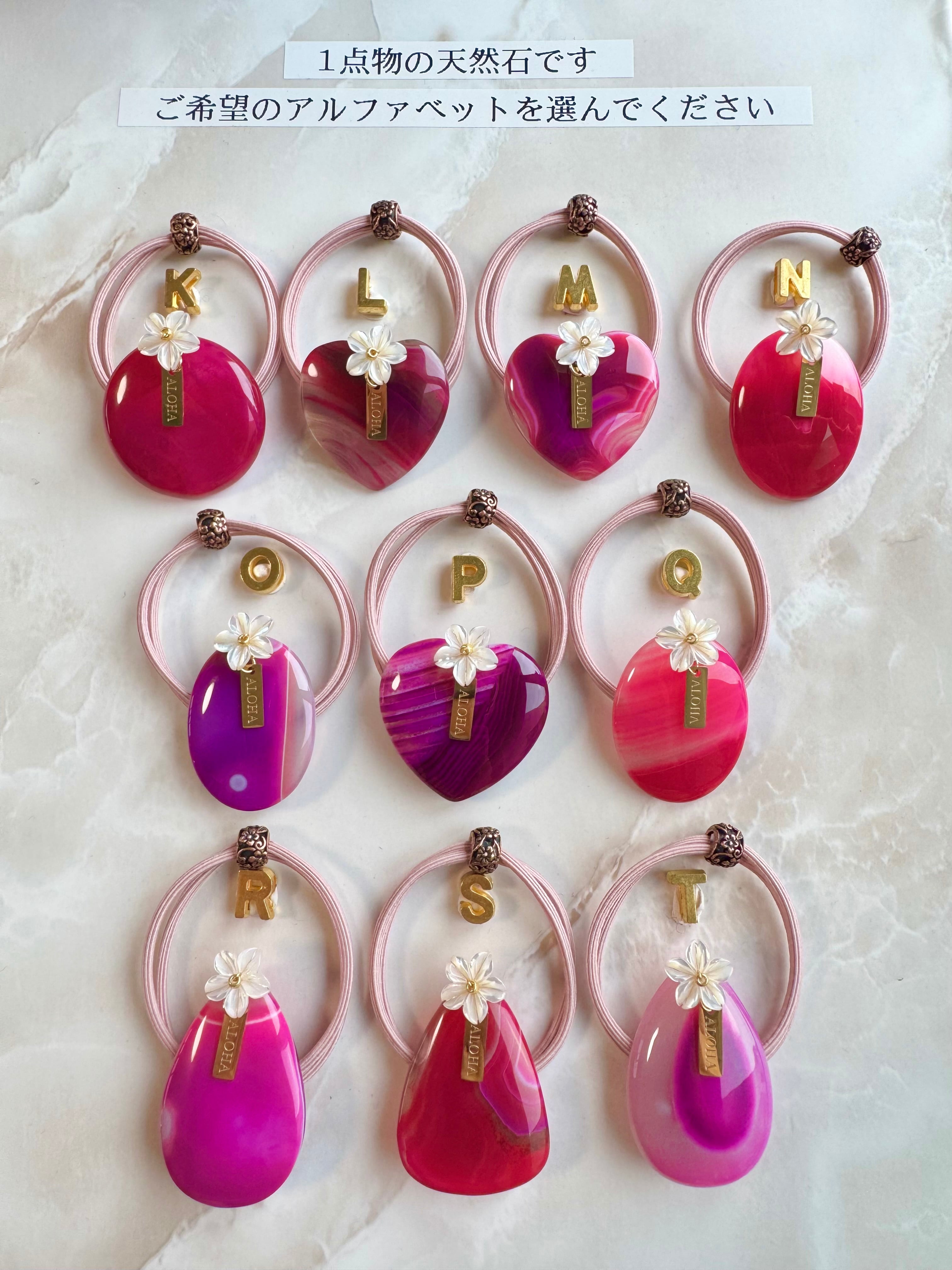 Pink agate×Plumeria hair accessory(ピンクアゲート瑪瑙天然石