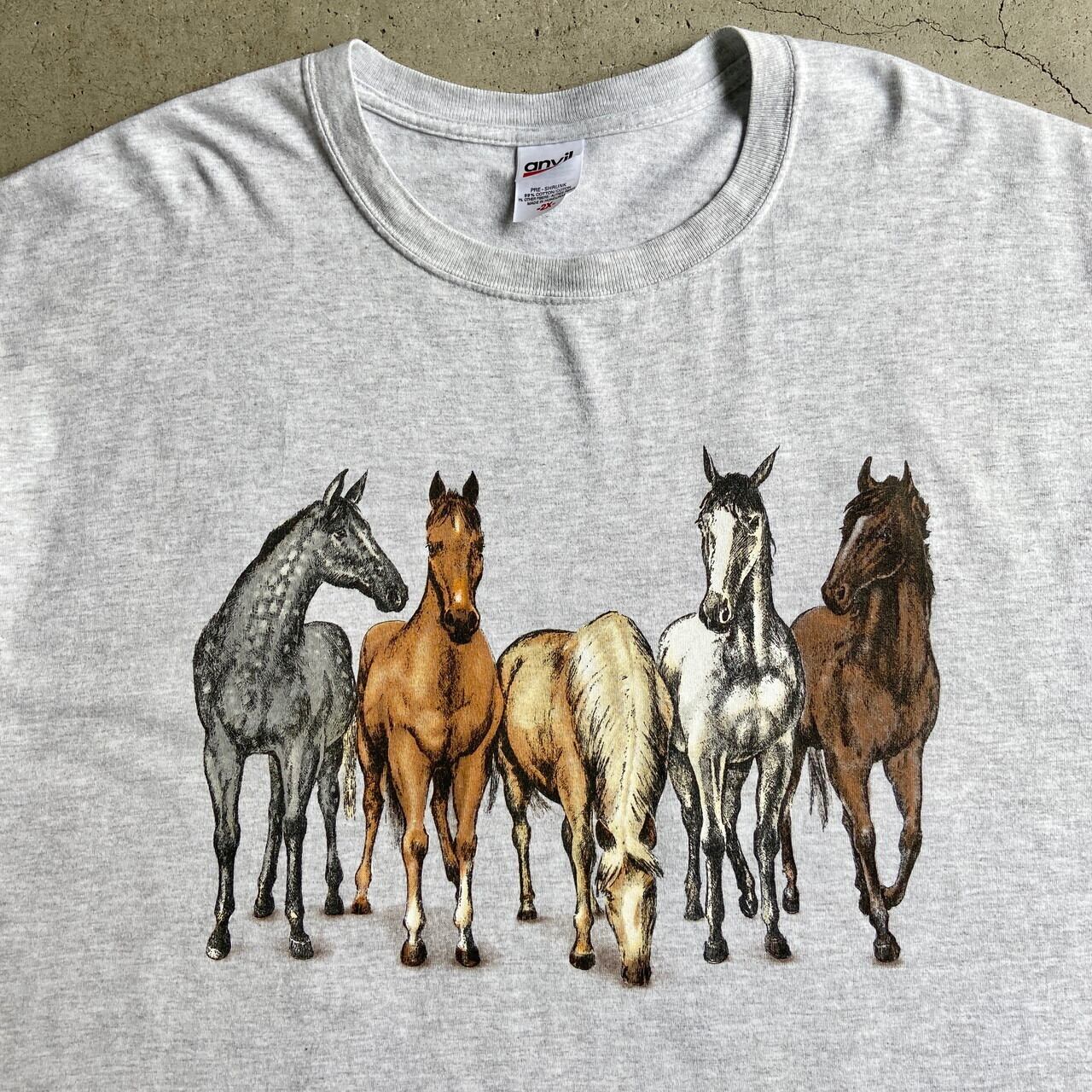 ビッグサイズ 00年代 馬 アニマル アート プリント Tシャツ メンズ2XL