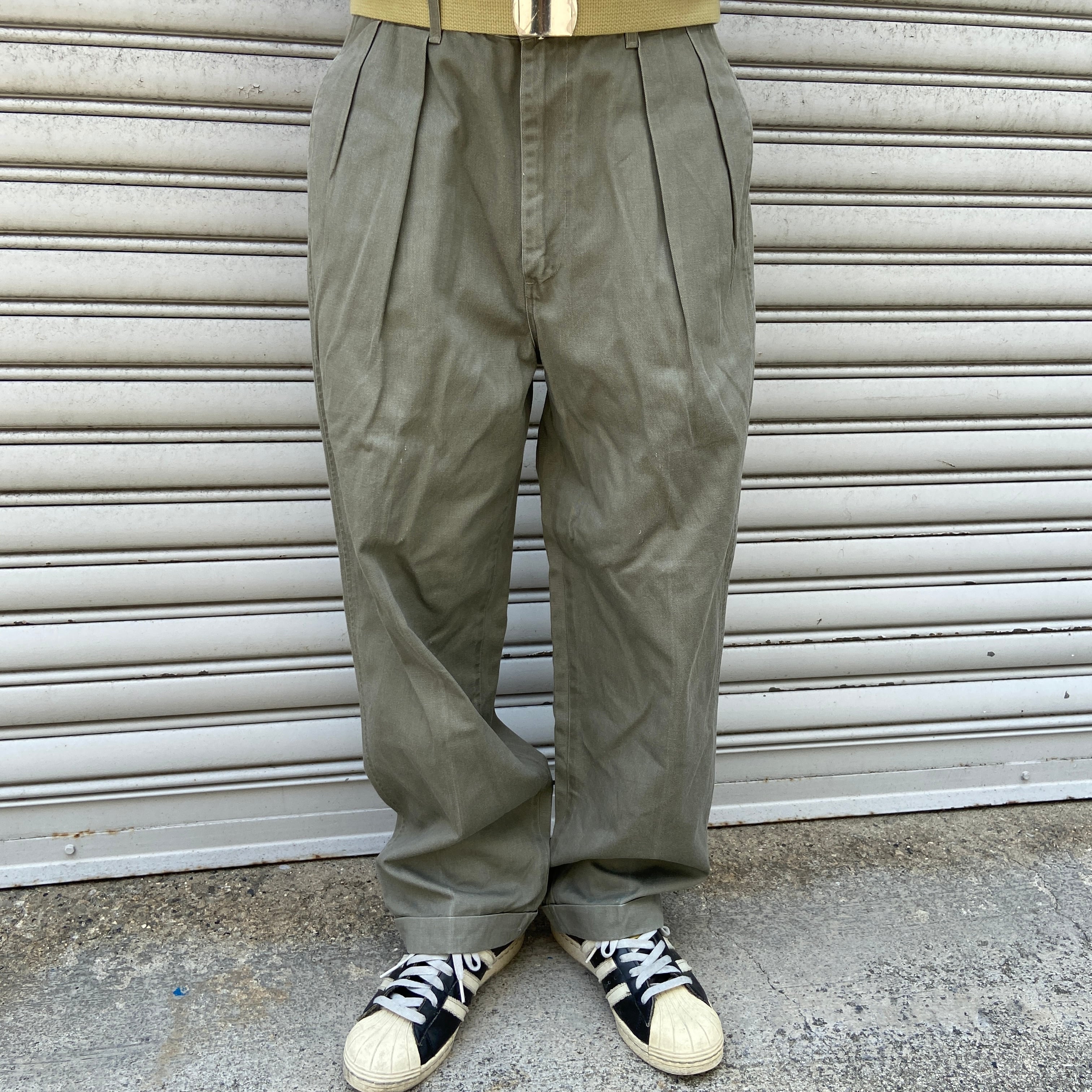 80s USA製 ラルフローレン 2タックチノパンツ カーキ W33L34 80s USA製 ラルフローレン 2タックチノパンツ カーキ W33L34