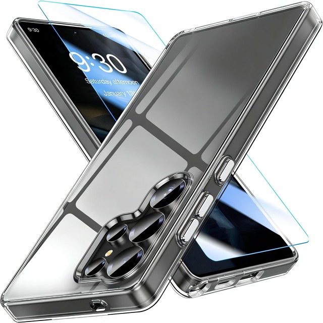 Galaxy S26 Ultra ケース ガラスフィルム付き レンズ全面保護 柔軟 TPU クリア スマホケース 耐黄変 耐衝撃 落下防止 指紋防止 対応 ギャラクシーs26 Ultra ケース