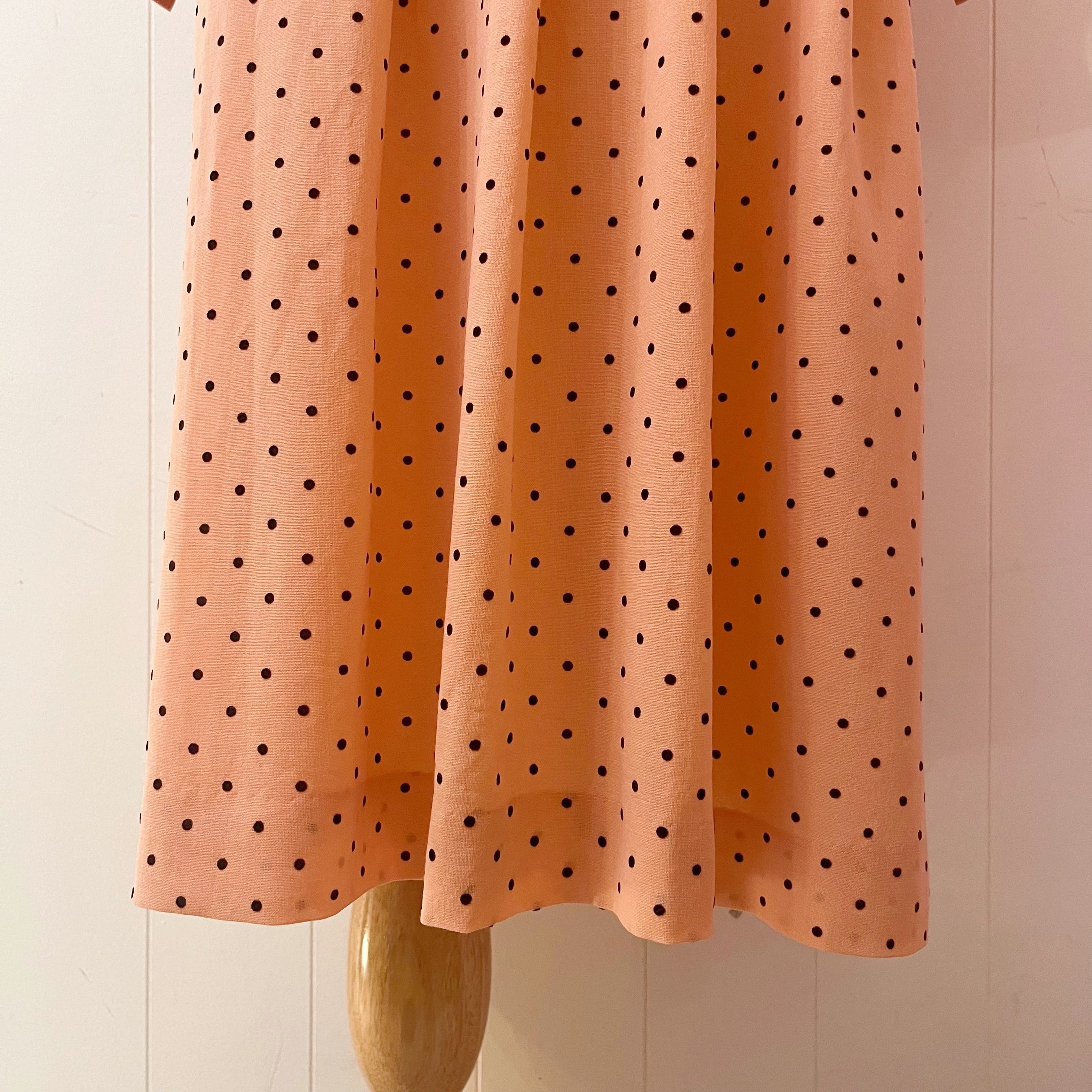 coral pink round frill dot one-piece