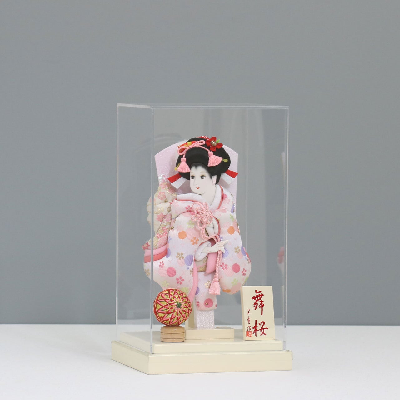 【舞桜(オフホワイト) 振袖羽子板 9号】 羽子板飾り アクリルケース飾り 羽子板|花柄|和モダン|アクリル|コンパクト