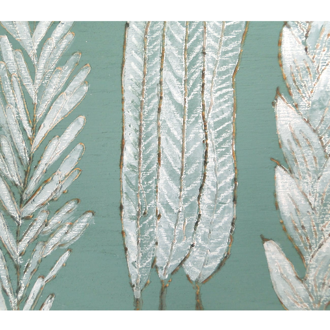 3種の葉っぱのウッドバーニングアート 原画 絵画 植物の絵 木雑貨