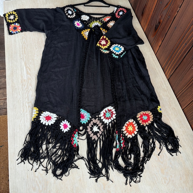 フリンジ付きカラフルカーディガン