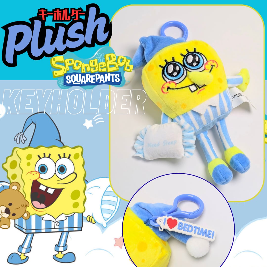 【 SpongeBob SquarePants ( スポンジボブ )  】スポンジボブ パジャマコスチューム with 『Need Sleep』枕ver.  / ぬいぐるみキーホルダー / プラッシュキーホルダー 〚アメリカン雑貨 アメトイ〛