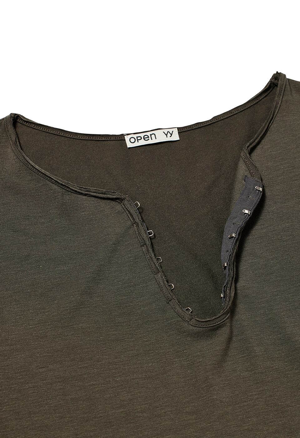 OPEN YY] HOOK HENLEY LONG SLEEVE, CHARCOAL 正規品 韓国ブランド