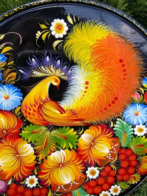 ペトリキウカ塗りのプレート（ホロベッツ）25cm