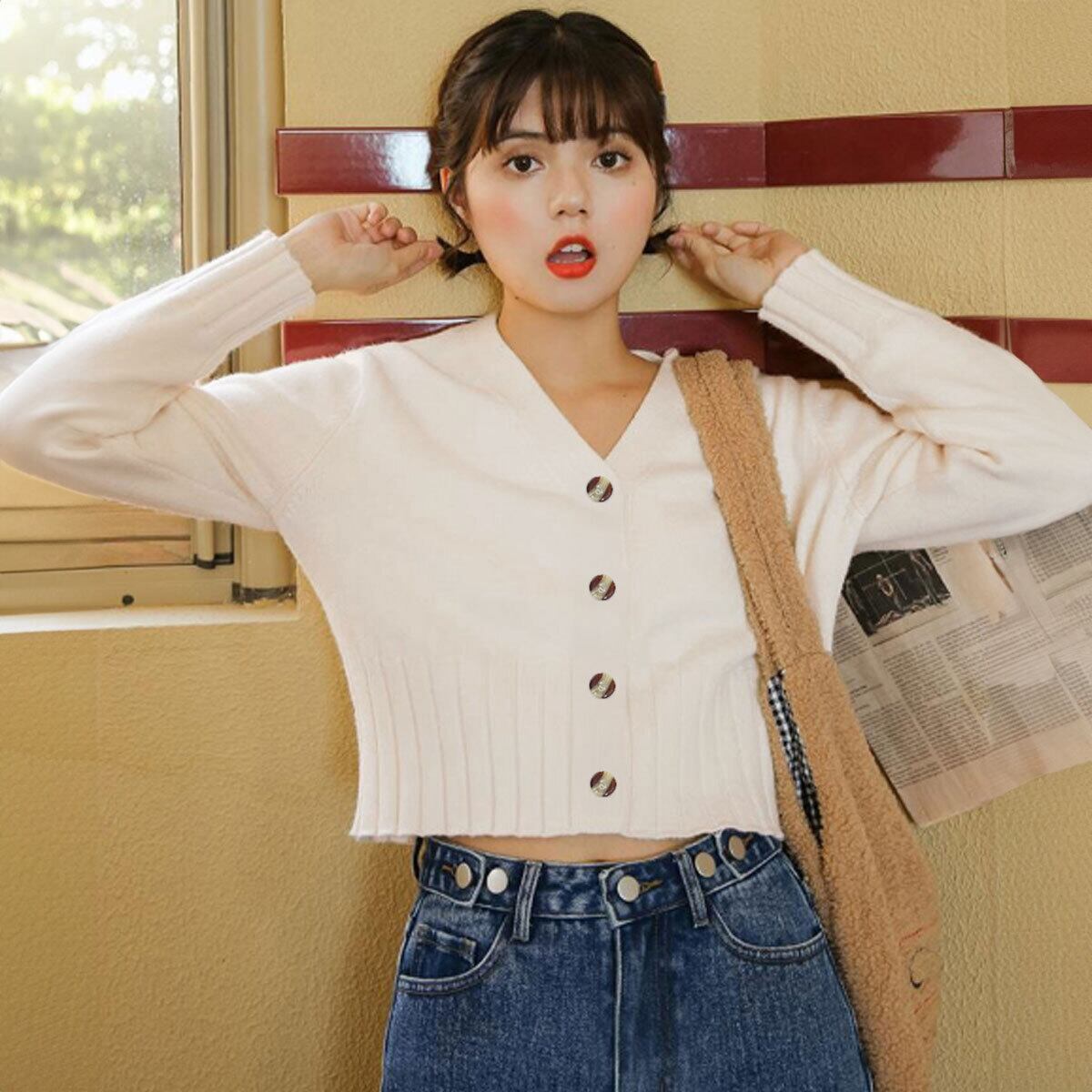 ショート丈 ニット カーディガン 長袖 レディース 春秋 韓国 アウター トップス きれいめ 大人 カジュアル おしゃれ Vネック 薄手 羽織り 大人可愛い 大人女子