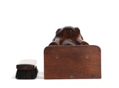 1900-20s  Bulldog  Glass Eyes  Brush Holder