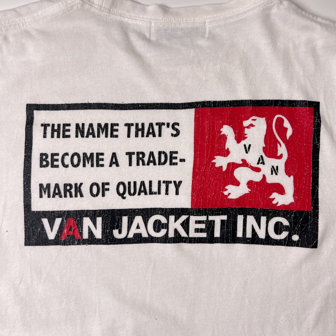 VAN JAC ヴァンヂャケット ロゴ刺繍入り 半袖Tシャツ L/ホワイト