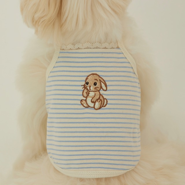 【予約】[thesallyslaw] Bunny top (Blue milk stripe)