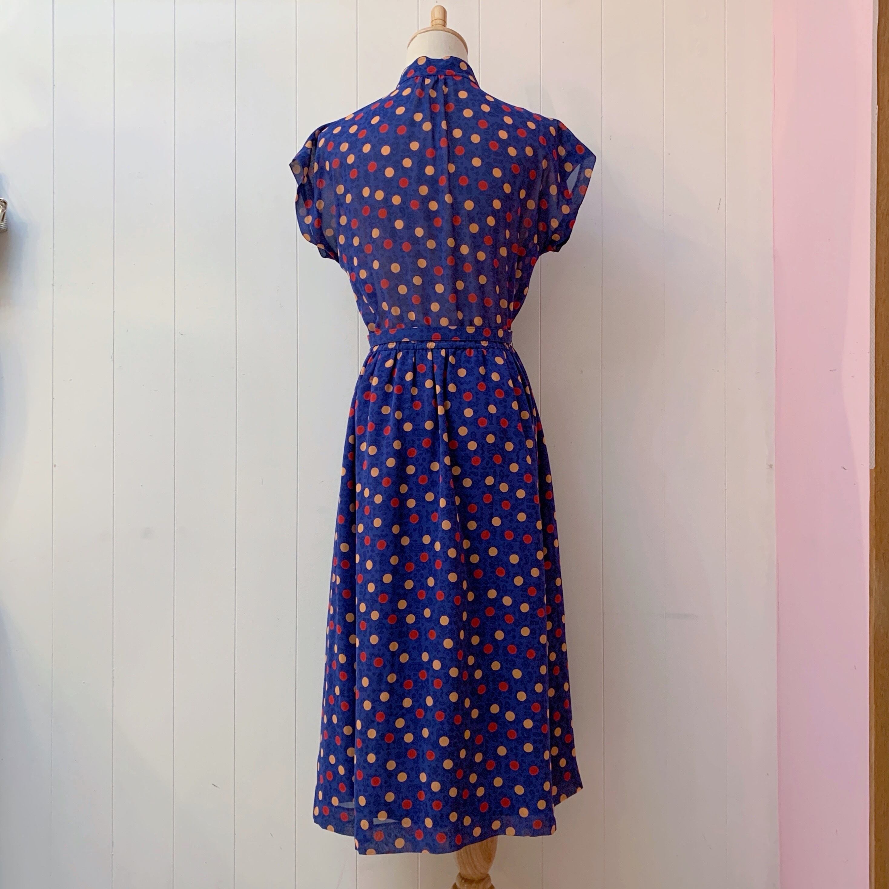 pop coin dot blue sheer one-piece