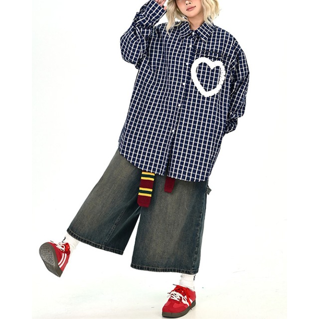 heart point gingham check shirt　ハートポイントギンガムチェックシャツ　J1331
