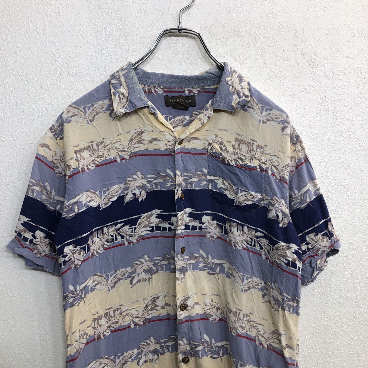 VAnp HEUSEN アロハシャツ キッズ Lサイズ 柄 半袖シャツ ライトブルー