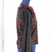 【美品 社交ダンス衣装】トップス 黒 赤 ブラック レッド フリル 透け感 レース シースルー かわいい 可愛い 上品 シック