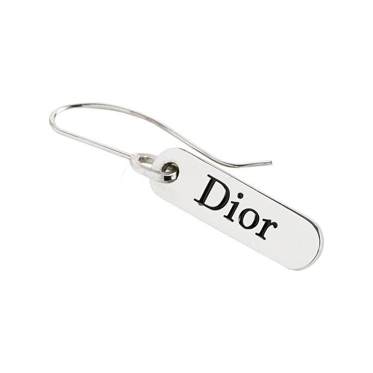 並品】ロゴプレートピアス シルバー ヴィンテージ|ディオール Dior