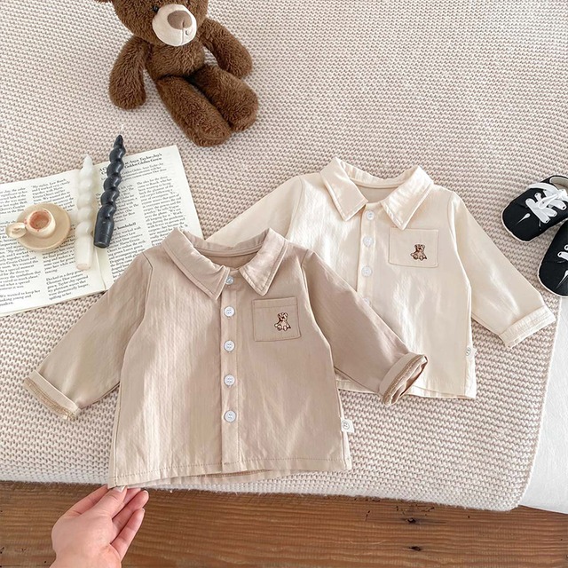 【BABY&KID】春新作韓国風クマロゴシャツORサロペットショートパンツ
