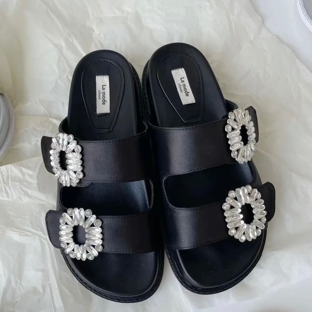 ビジューダブルベルトサンダル