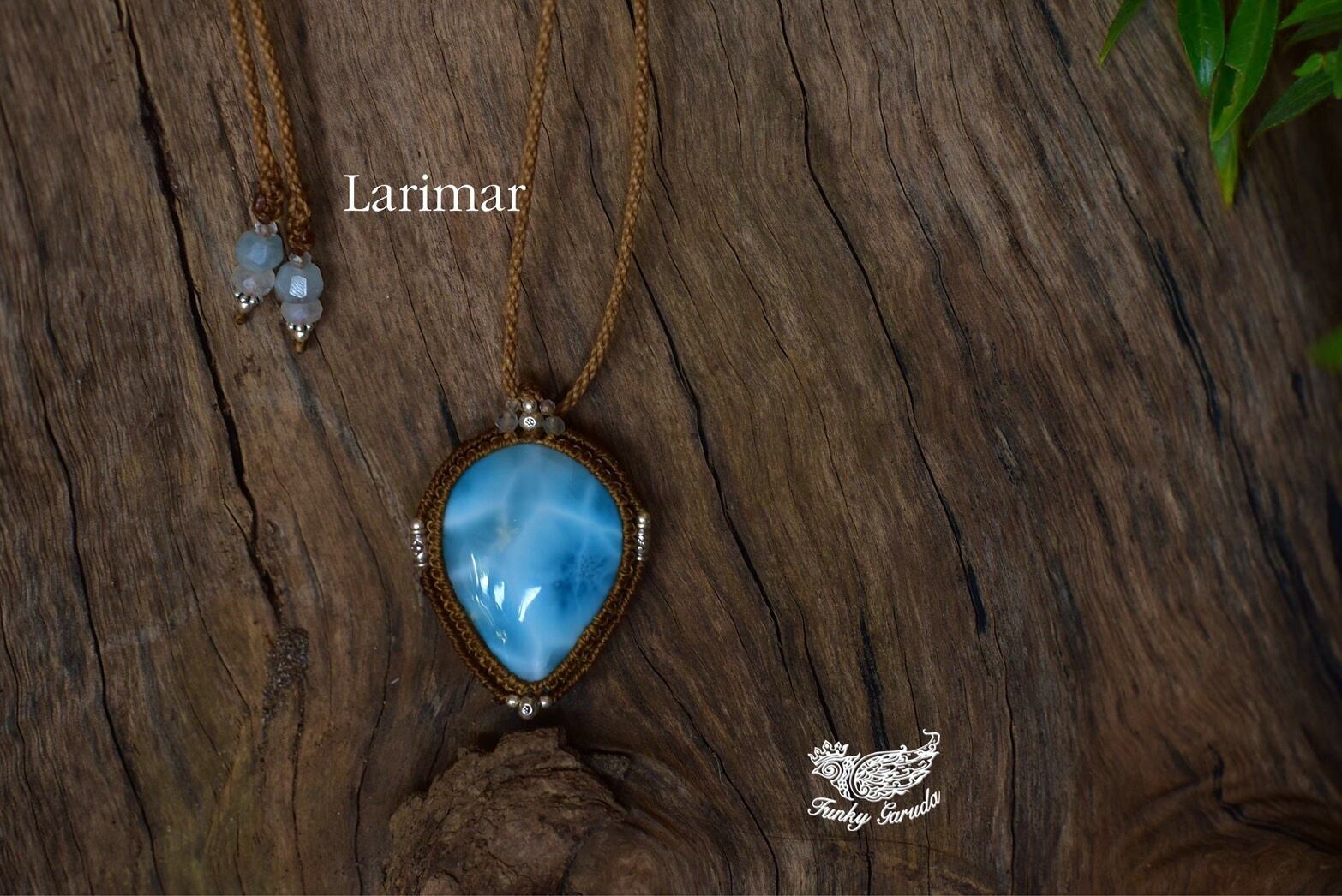 高品質★透明度★ラリマー マクラメペンダントlari036