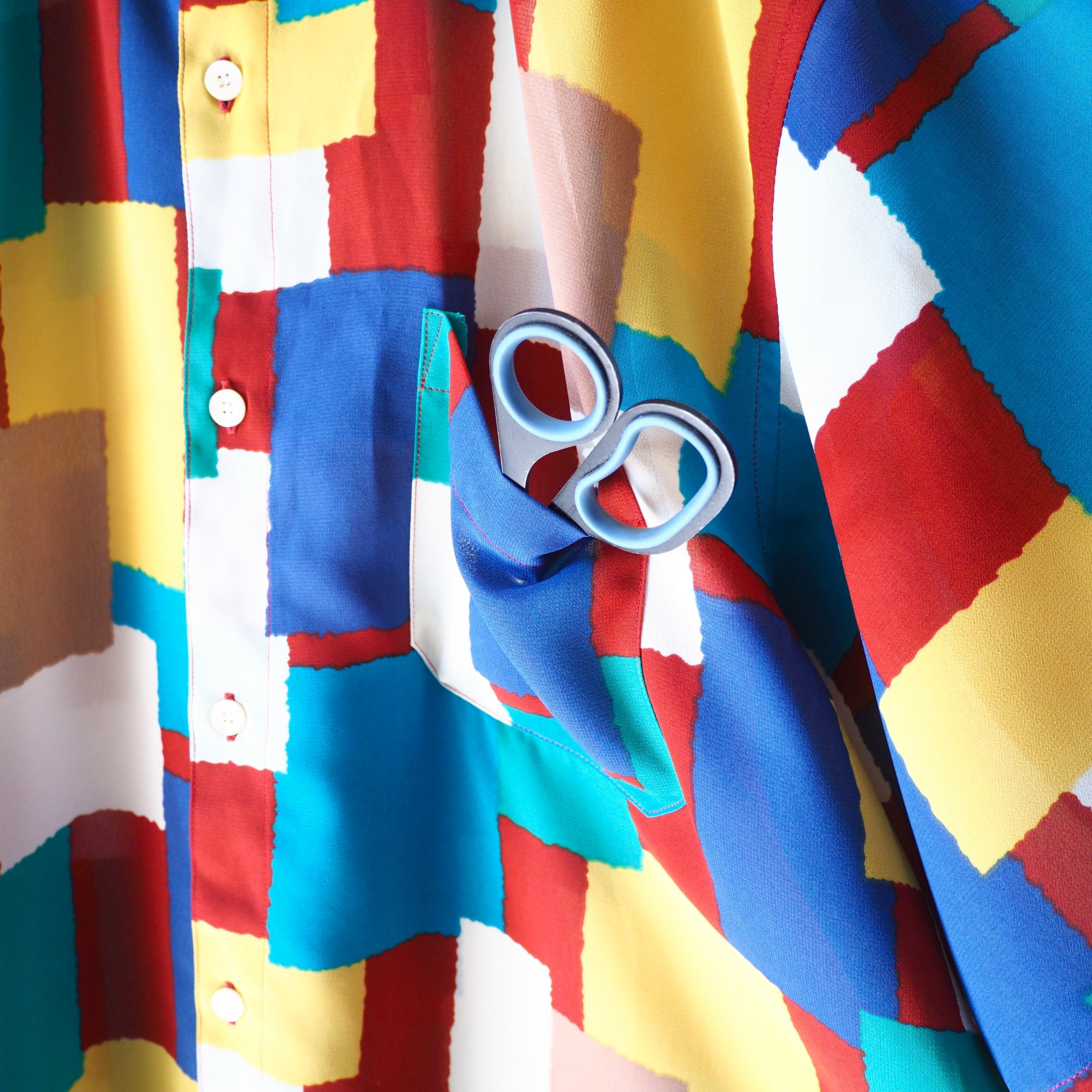 1990s Colorful Block pattern Design vintage loose SS shirt