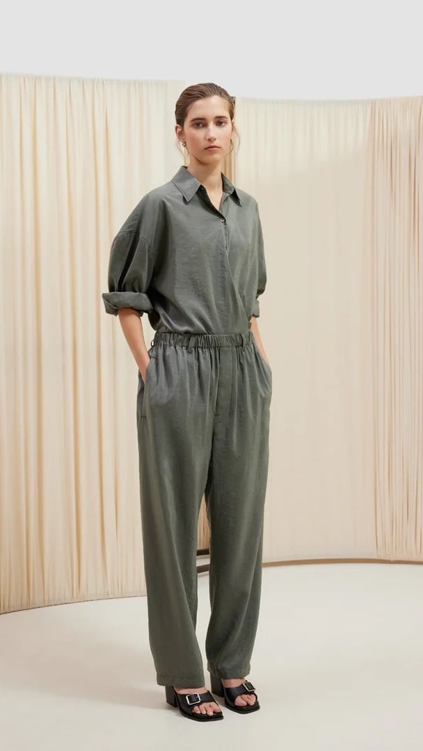 LEMAIRE -RELAXED PANTS(DRY SILK)-: ASH GREY, | biancabrillante