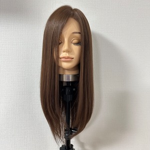 毛量減 羽ウィッグ 50cm ブラウン系 スキンレース生え際タイプ 百合子ウィッグレミー人毛100%