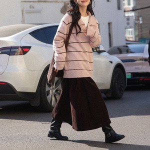 open-collar border knit　J00359