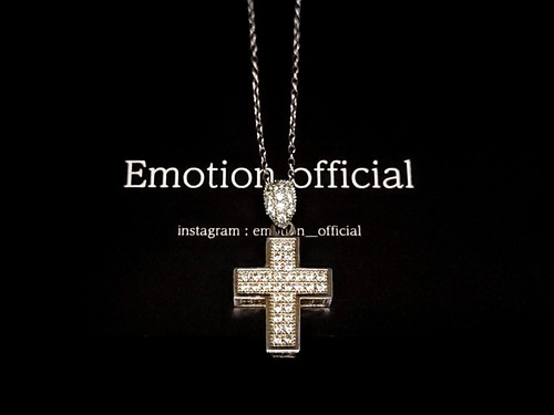 18k plating cz diamond cross necklace (white gold)