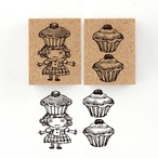 『カップケーキの精霊メル・カップ』 物に宿る精霊オブジャニマ達のスタンプ スイーツの精霊シリーズ　26×34mm