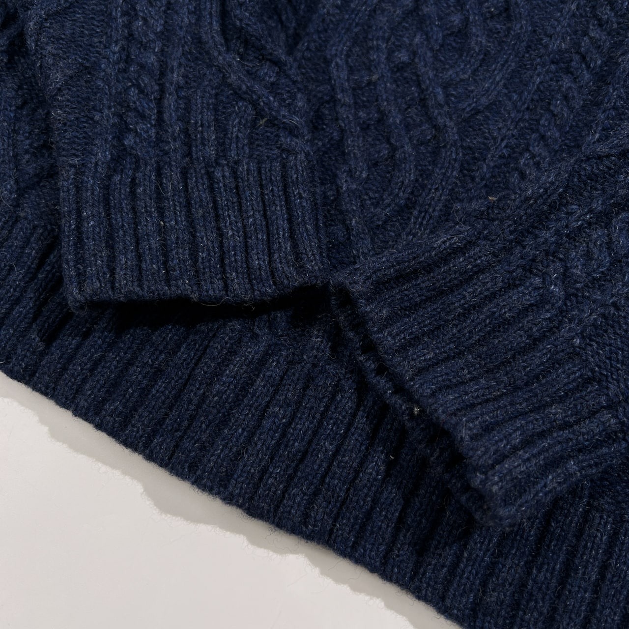 CROCODILE クロコダイル フィッシャーマン 風 アラン編み ウールニットセーター サイズ LL /ネイビー系 レディース