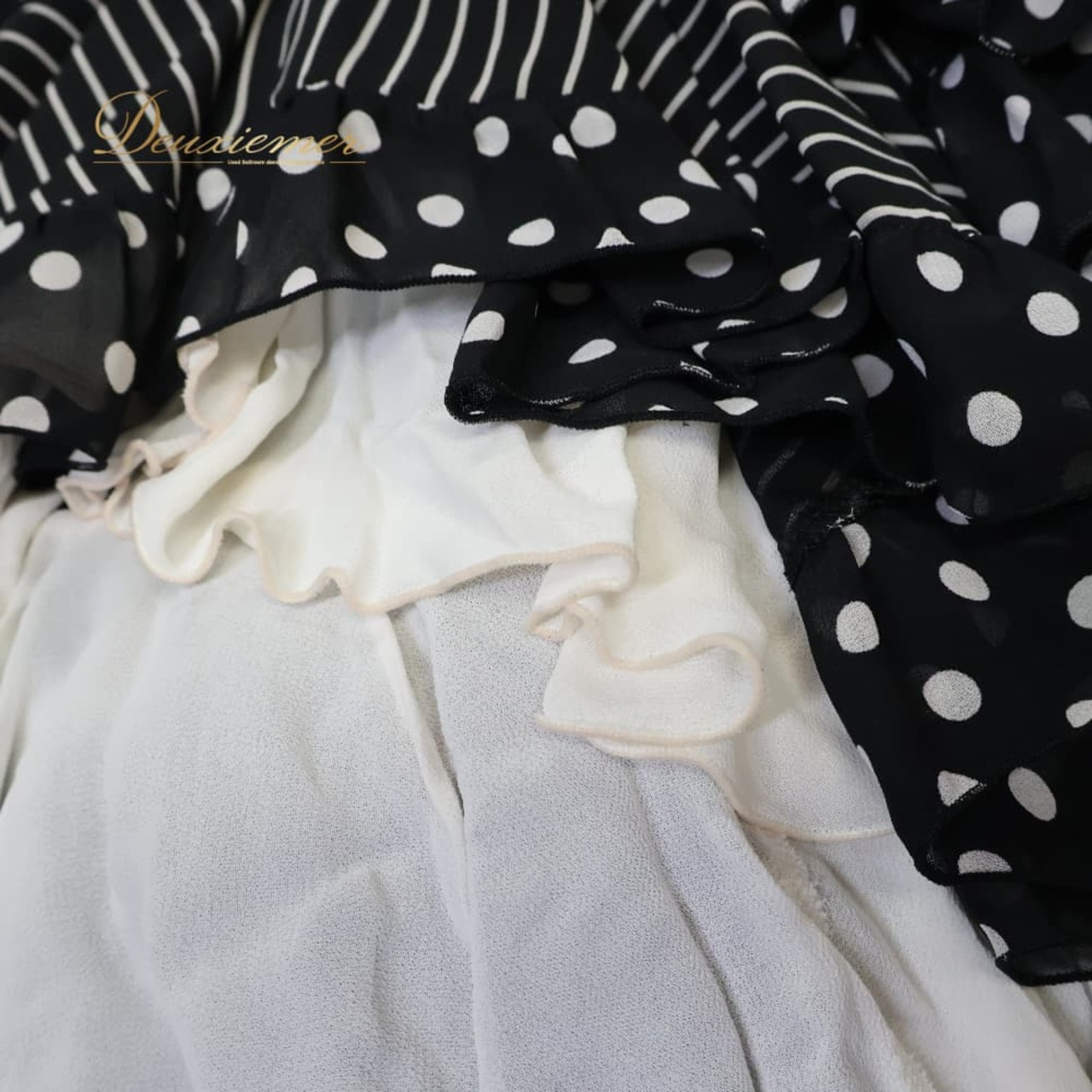 フラメンコ 衣装 チャレコ ファルダ スカート ツーピース セットアップ ブラック系 ホワイト系 黒 白 ストライプ ボランテ フリル レース ストライプ柄 水玉 ドット柄 かわいい ガーリー 舞台衣装 発表会 イベント レディース モノトーン