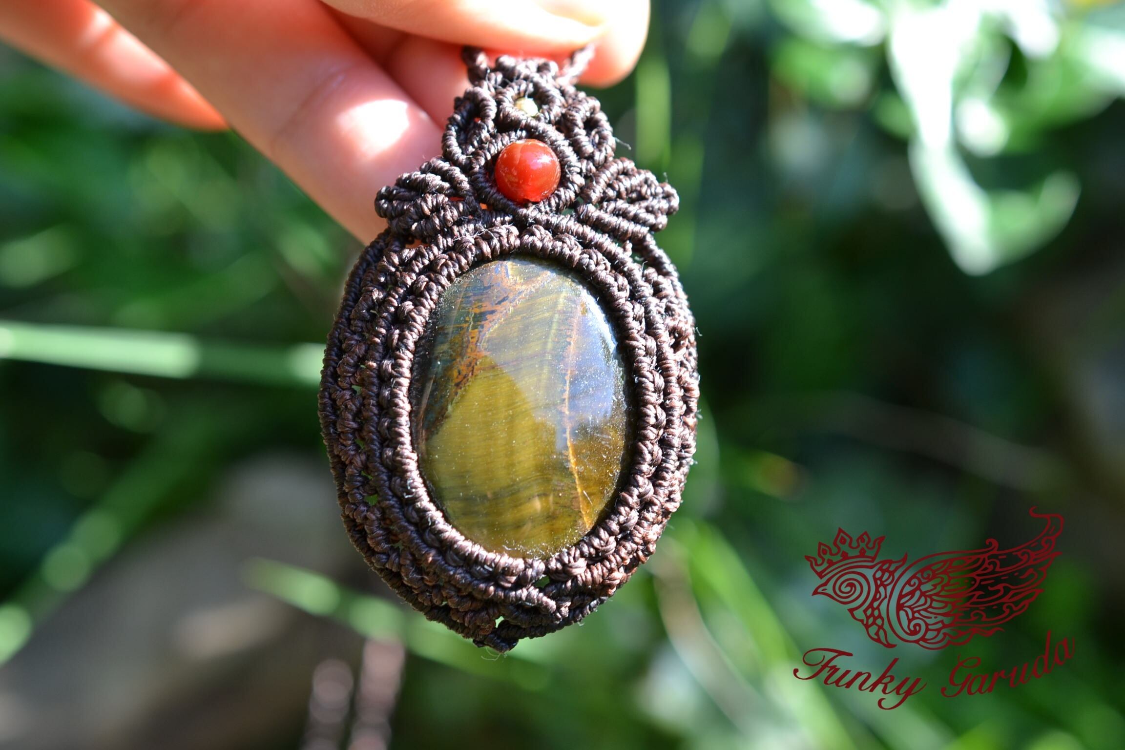 タイガーアイ マクラメペンダントtig003