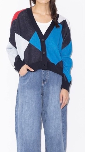 Margaux vintage アーガイル カーディガン MG-KN-26018-S レディース フリーサイズ マルゴーヴィンテージ