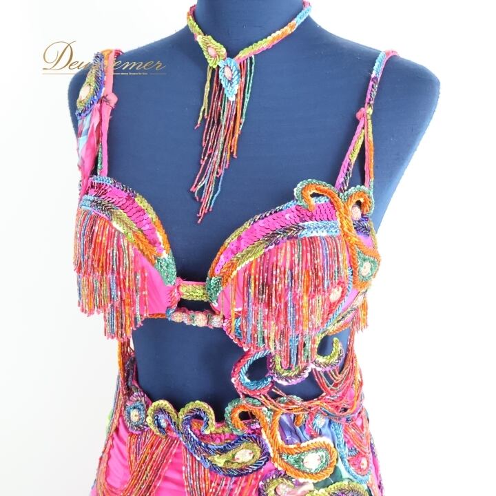 ベリーダンス オリエンタル 衣装 上下セット ベラ Bella ピンク