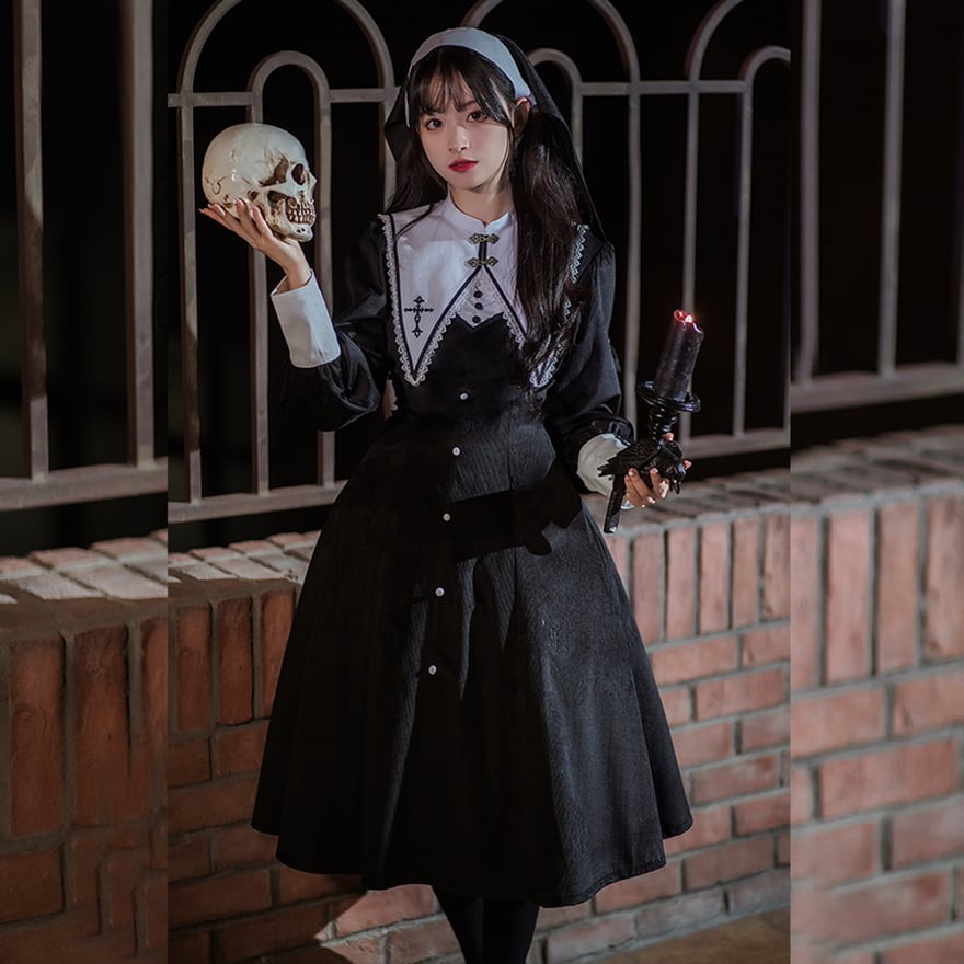 SEASONZ ロリータ ゴスロリ 修道女 十字架 つけ襟 病み可愛い 地雷系