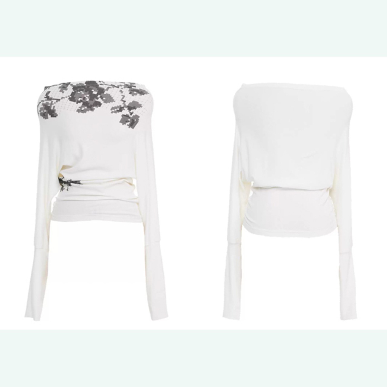 ピクセルフラワーボートネックトップス 《B0020》