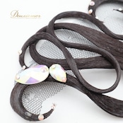 社交ダンス 小物 多美咲 ヘアオーナメント ビジュー ヘアアクセサリー つけ毛 つけ髪 デモ 競技 パーティ 発表会 ブラック系 ブラウン系 ヘアスタイル ダンス衣装 オシャレ コサージュ クリスタル ヘアセット フェスティバル