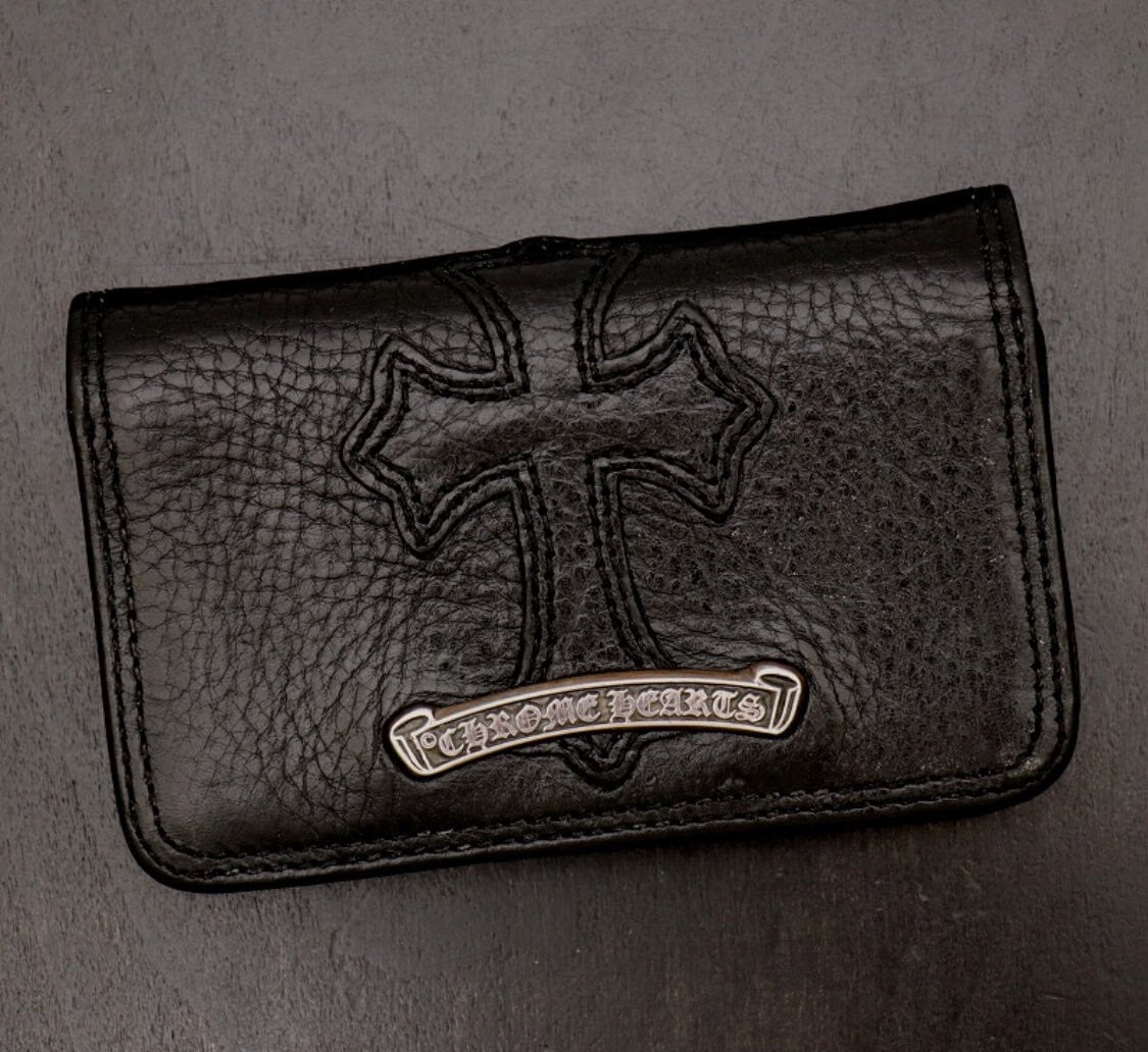 CHROME HEARTS クロムハーツ セメタリークロスパッチ 名刺入れ カードケース スクロールラベル グロメット