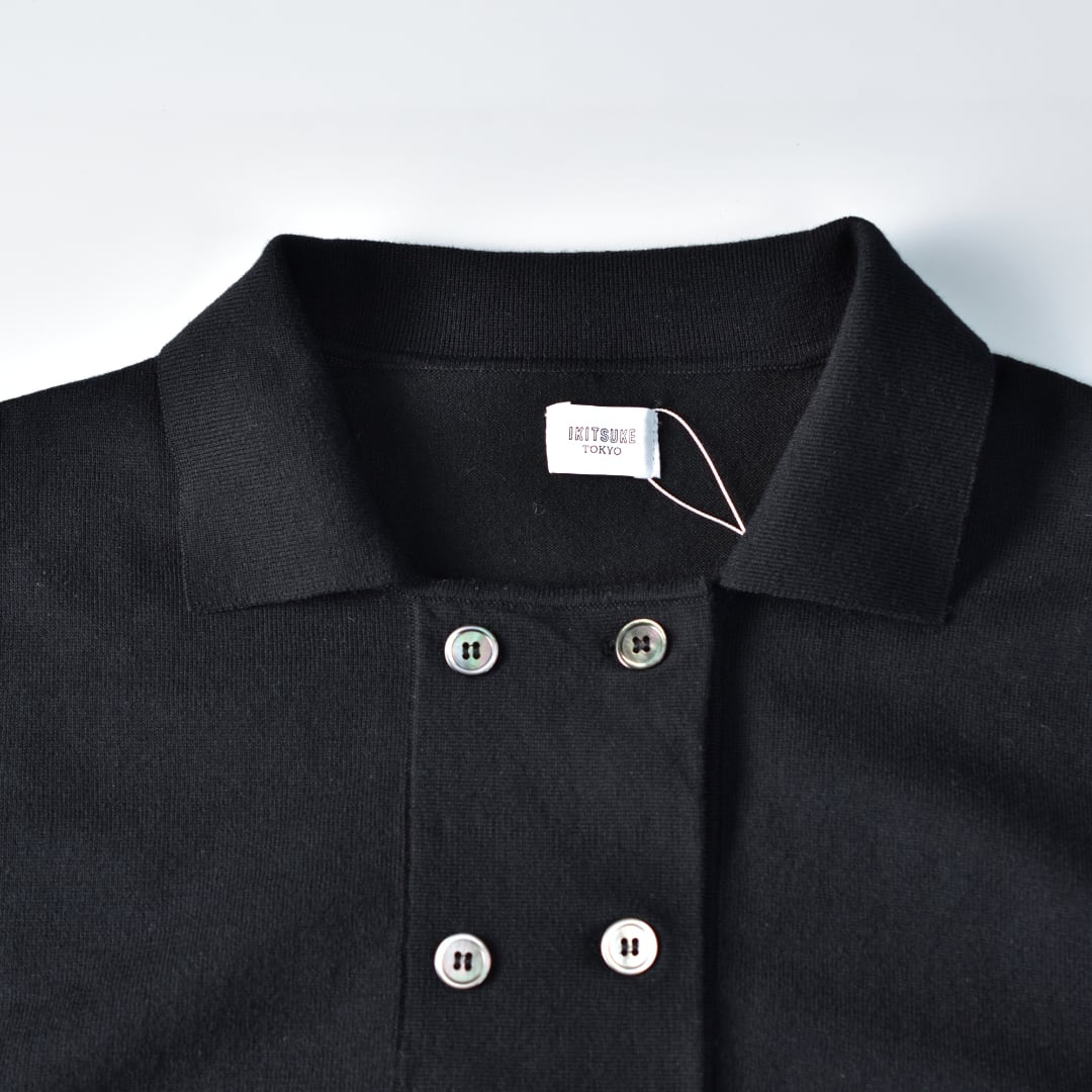IKITSUKE イキツケ ポロダブルニット・ブラック【送料無料】