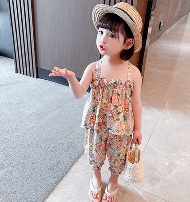 韓国子供服　ベビー服　刺繍　ノースリーブセットアップ3点セット