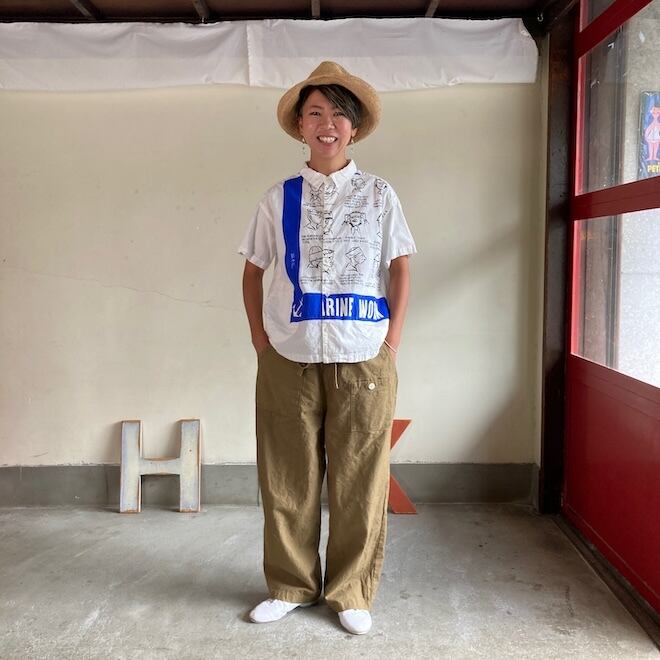 快晴堂 レディース メンズ パンツ ステッチ沢山・パンツ HAYATEマリン