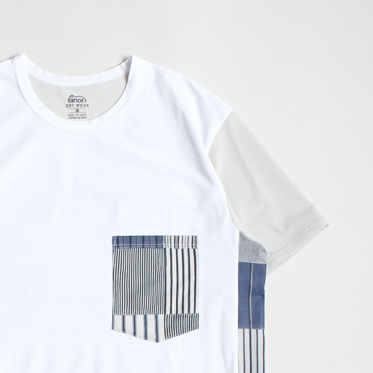 ranor（ラナー）STRIPE PW T - BLACK ストライプパッチワークTシャツ