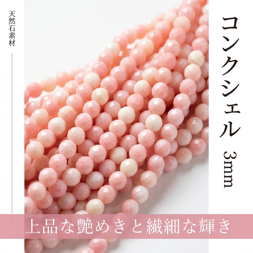 コンクシェル ラウンド ピンク 3mm | K0007